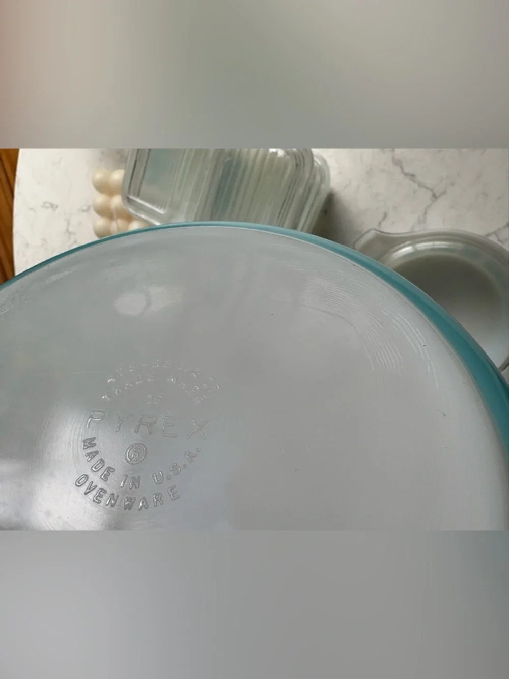 Pyrex Turquoise and White Butterprint Glass Storage Set 10 pcs 1958